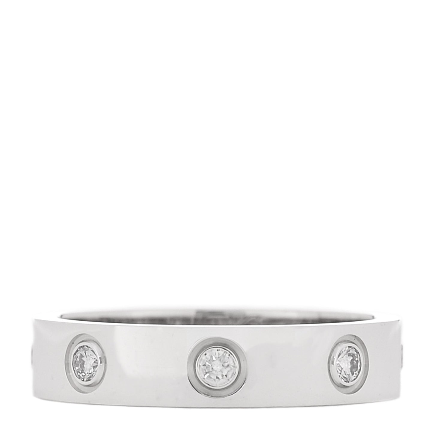 18K White Gold 8 Diamond 4mm Wedding Band LOVE Ring 48 4.5