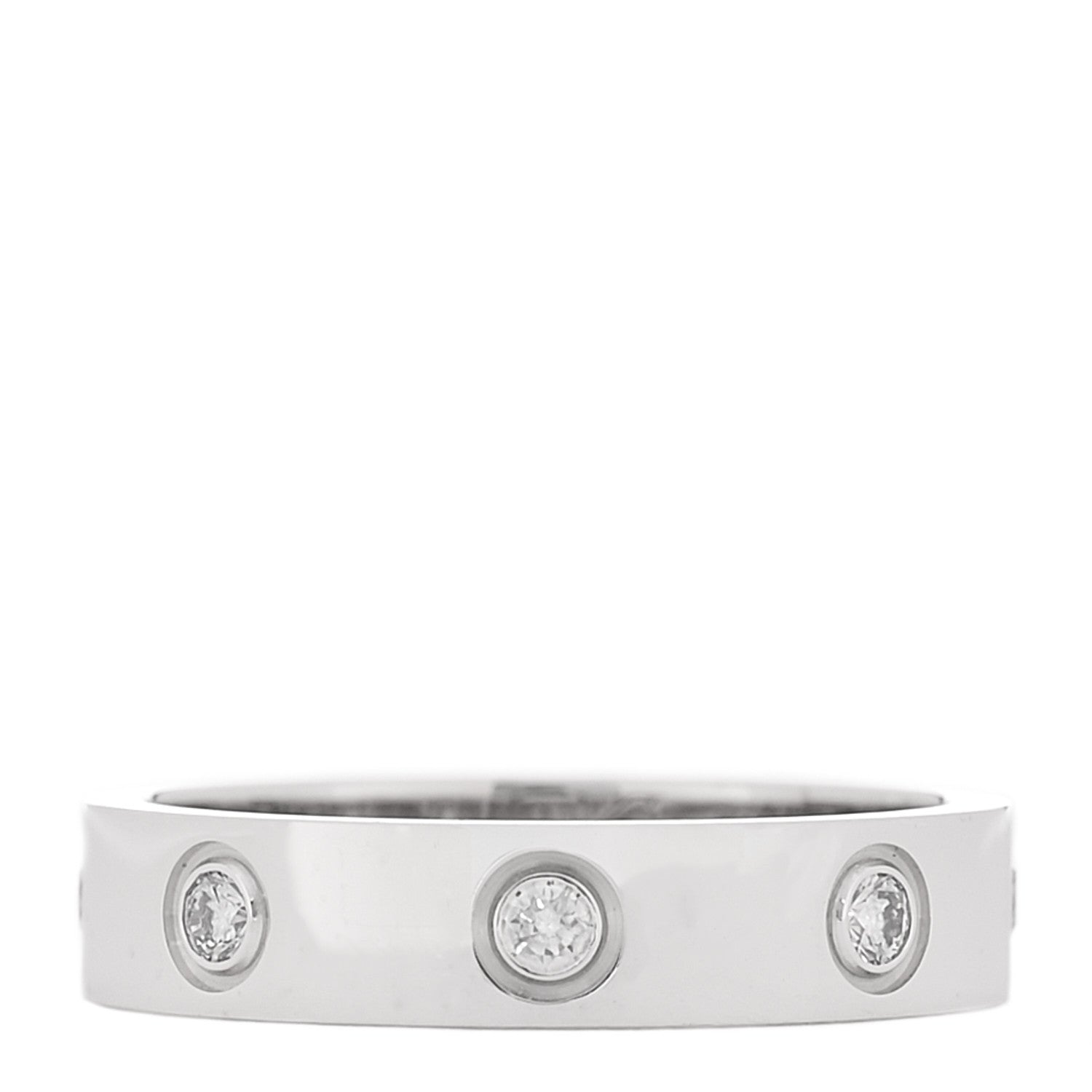 Cartier 18K White Gold 8 Diamond 4mm Wedding Band LOVE Ring 48 4.5 1 of 4