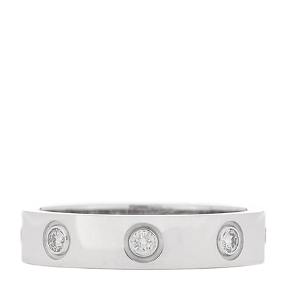 Cartier 18K White Gold 8 Diamond 4mm Wedding Band LOVE Ring 48 4.5 1 of 4