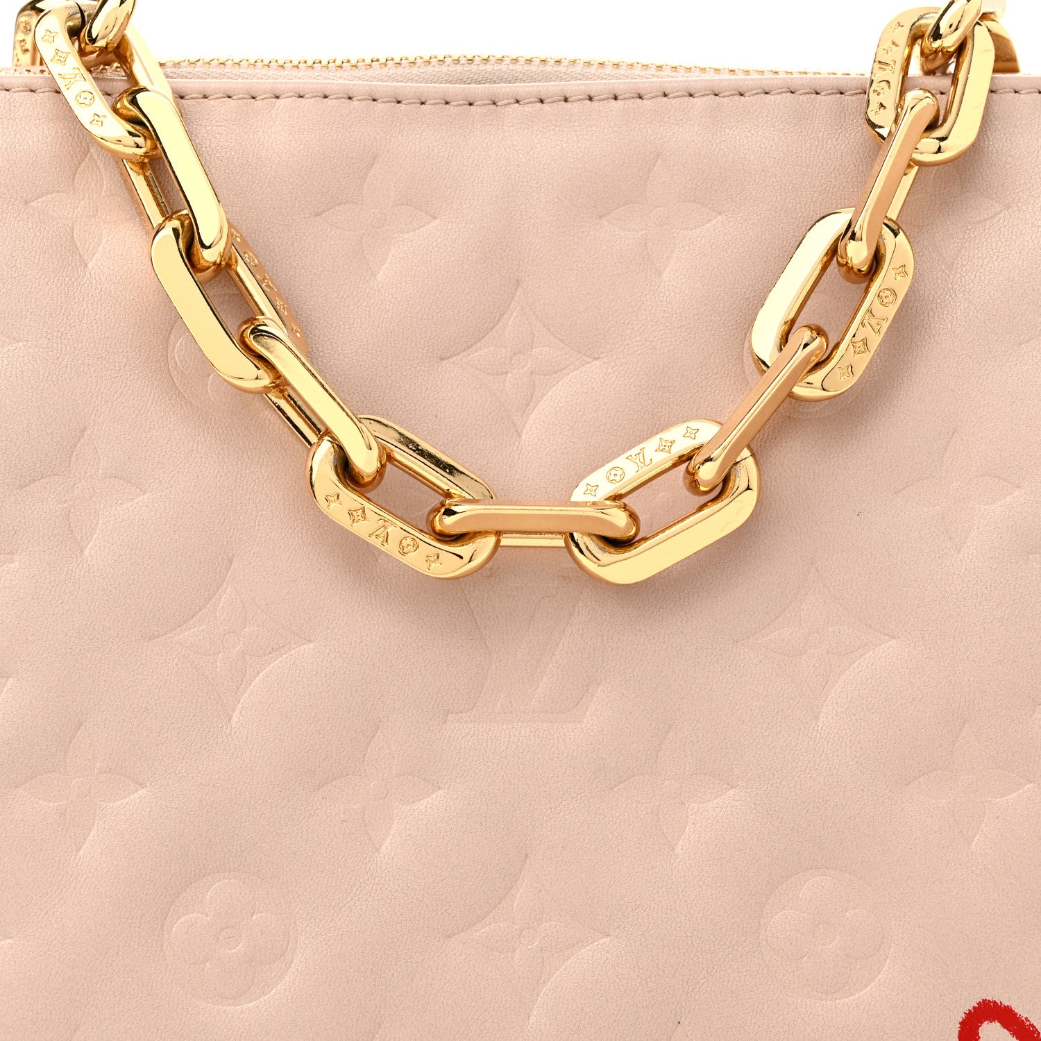 Louis Vuitton Lambskin Embossed Monogram Fall In Love Coussin PM Dragée Light Pink 8 of 12