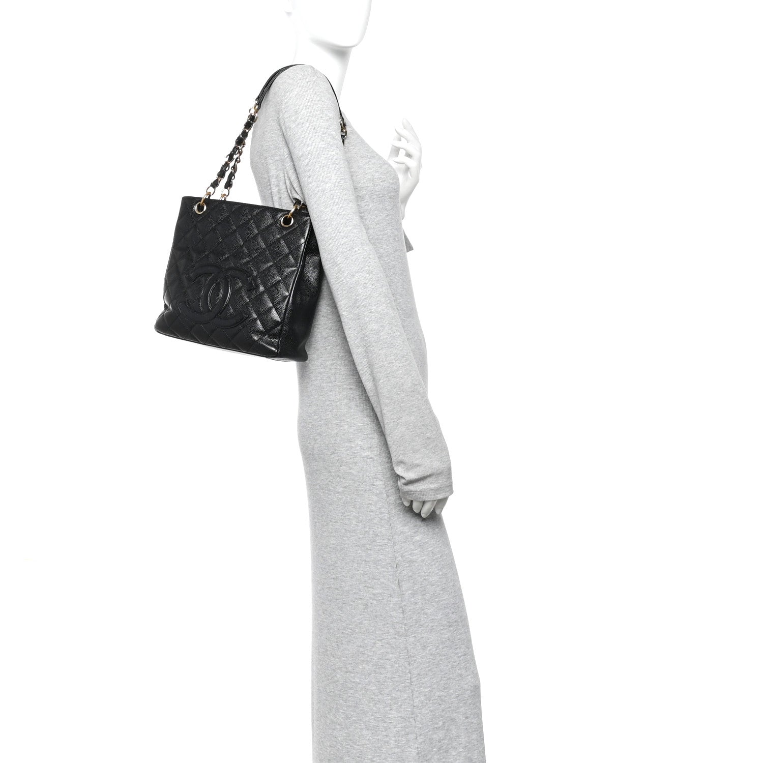 Chanel Caviar Quilted Petit Shopping Tote PST Black 2 of 10