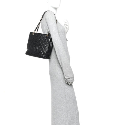 Chanel Caviar Quilted Petit Shopping Tote PST Black 2 of 10
