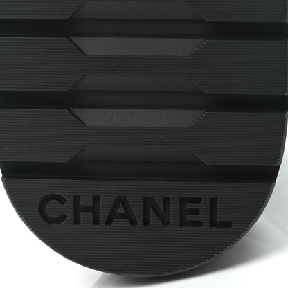 Chanel Shiny Calfskin Quilted Lace Up Combat Boots 35 Black 6 of 9