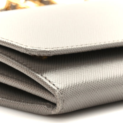 Prada Saffiano Metal Oro Chain Wallet Argilla 8 of 9