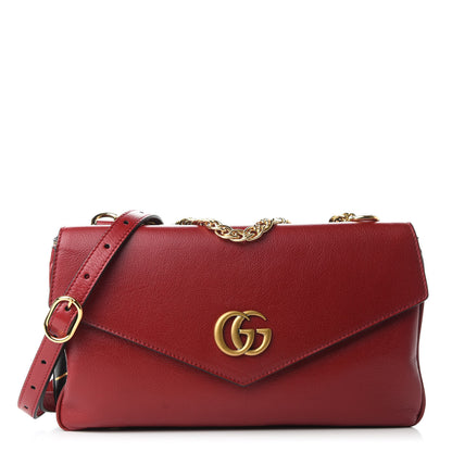 Gucci Calfskin Diagonal GG Medium Thiara Double Envelope Shoulder Bag Black Red 1 of 10