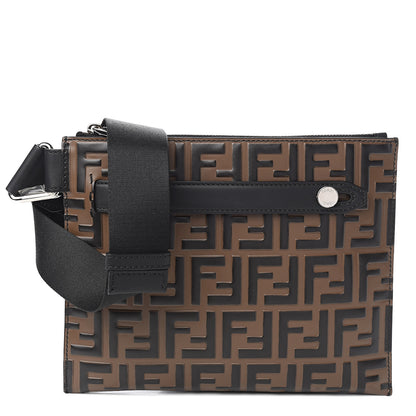 Fendi Vitello Century Bi-Color FF 1974 Embossed Messenger Maya Black 1 of 9