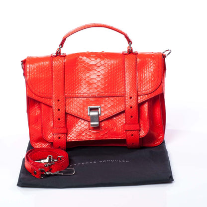 Proenza Schouler Python PS1 Medium Satchel Neon Red 9 of 9
