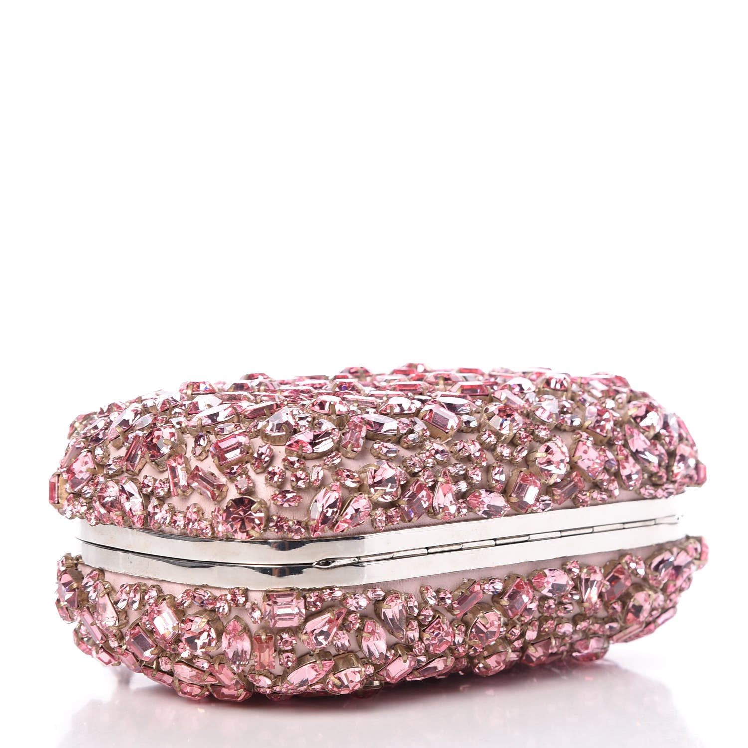 Alexander McQueen Crystal Nappa Queen and King Skull Box Chain Clutch Pink 4 of 9
