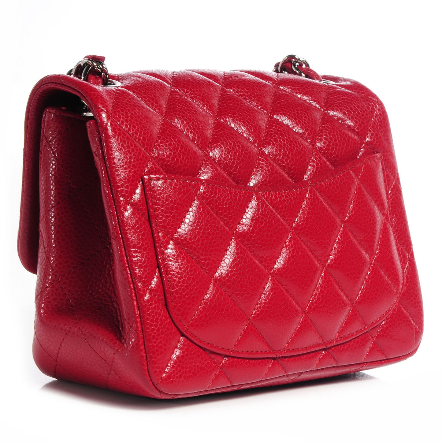 Caviar Quilted Mini Square Flap Red