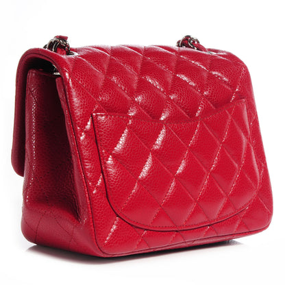 Chanel Caviar Quilted Mini Square Flap Red 3 of 8