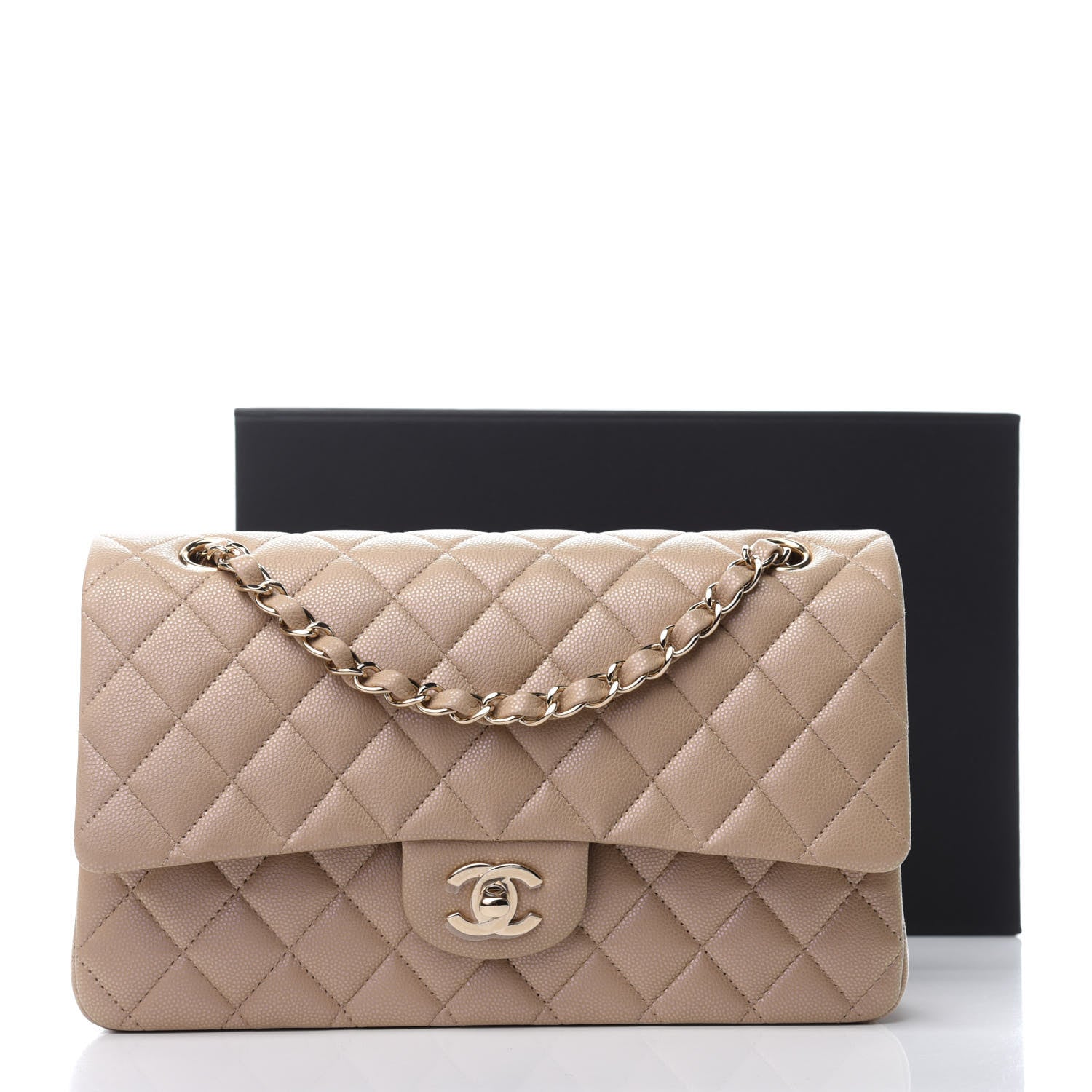 Chanel Iridescent Caviar Quilted Medium Double Flap Dark Beige 12 of 12