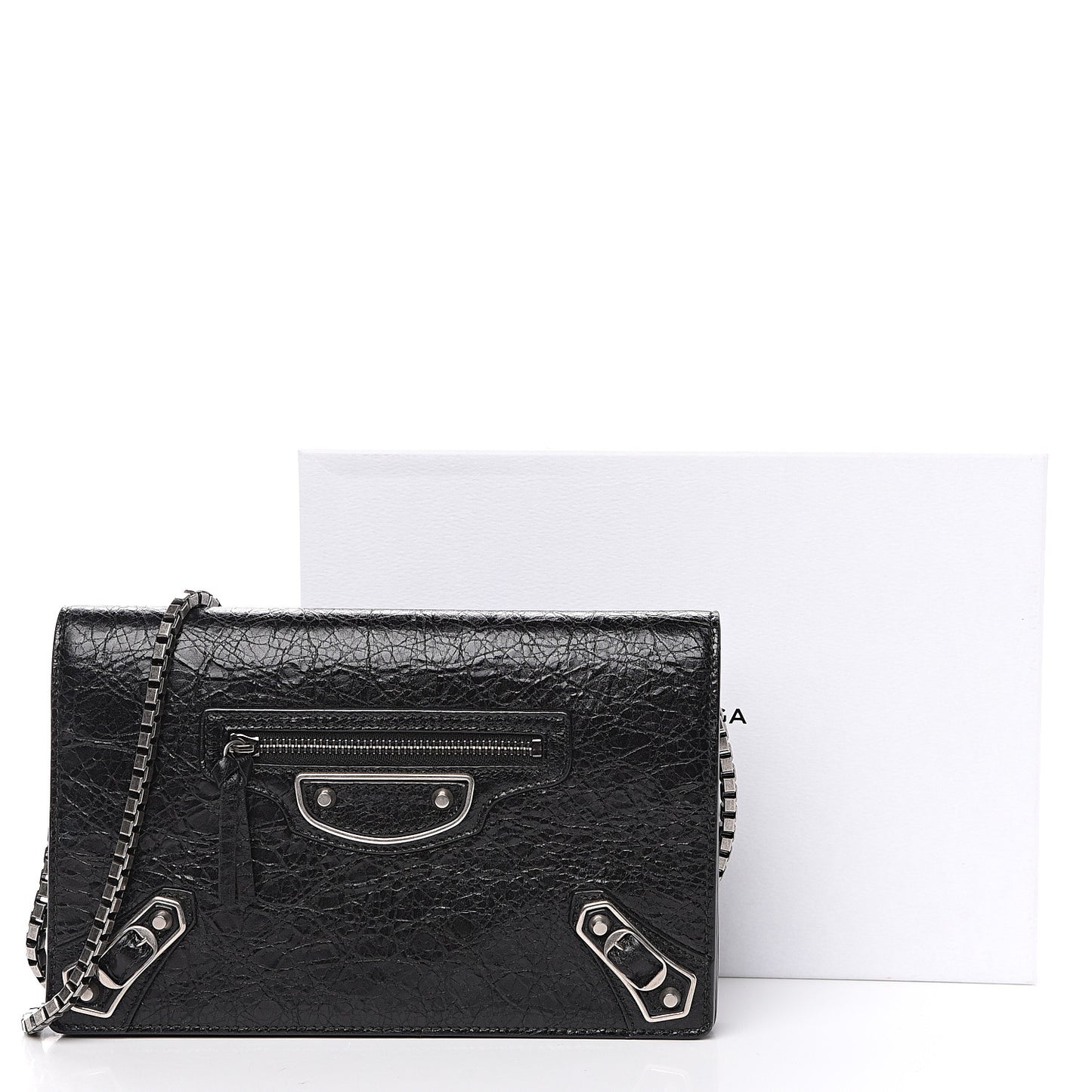 Agneau Silver Metallic Edge Hardware Wallet On Chain Black