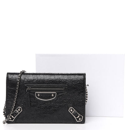 Balenciaga Agneau Silver Metallic Edge Hardware Wallet On Chain Black 9 of 9