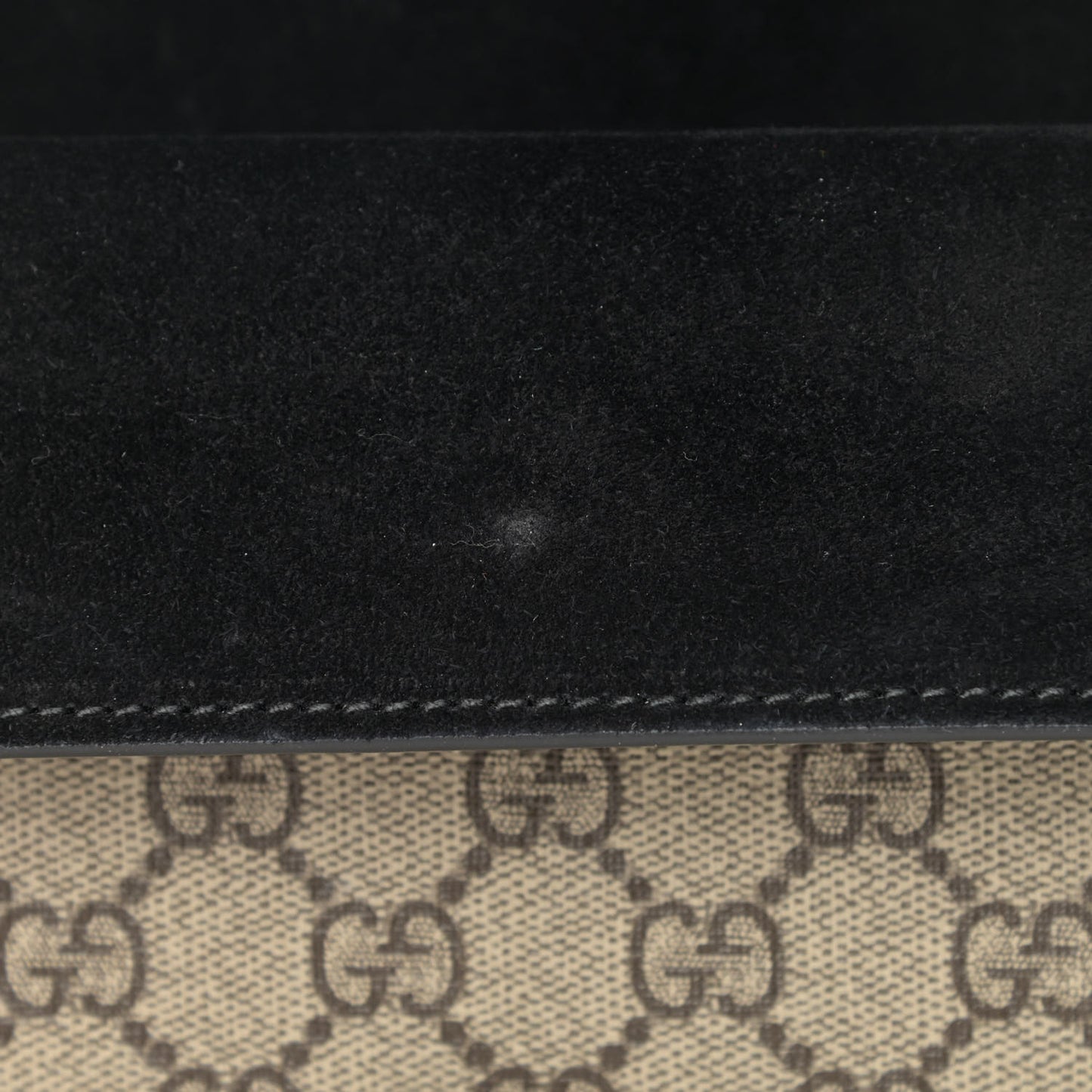 GG Supreme Monogram Suede Crystal Small Dionysus Shoulder Bag Beige Ebony Black