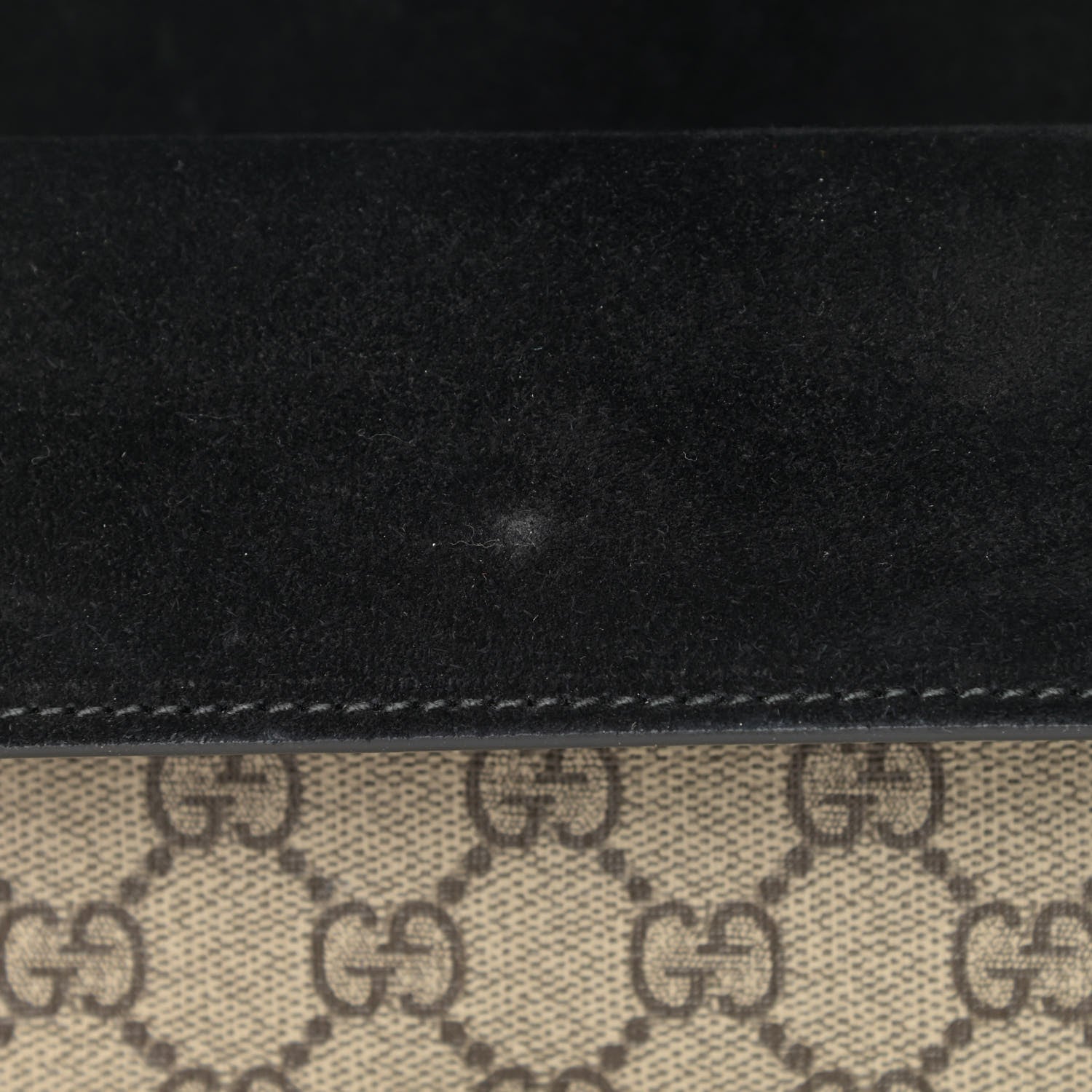 Gucci GG Supreme Monogram Suede Crystal Small Dionysus Shoulder Bag Beige Ebony Black 11 of 14