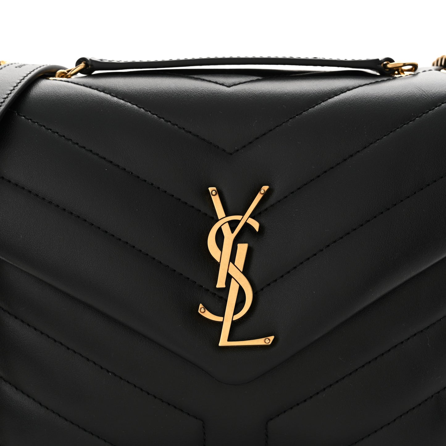 Calfskin Y Quilted Monogram Small Loulou Chain Satchel Black