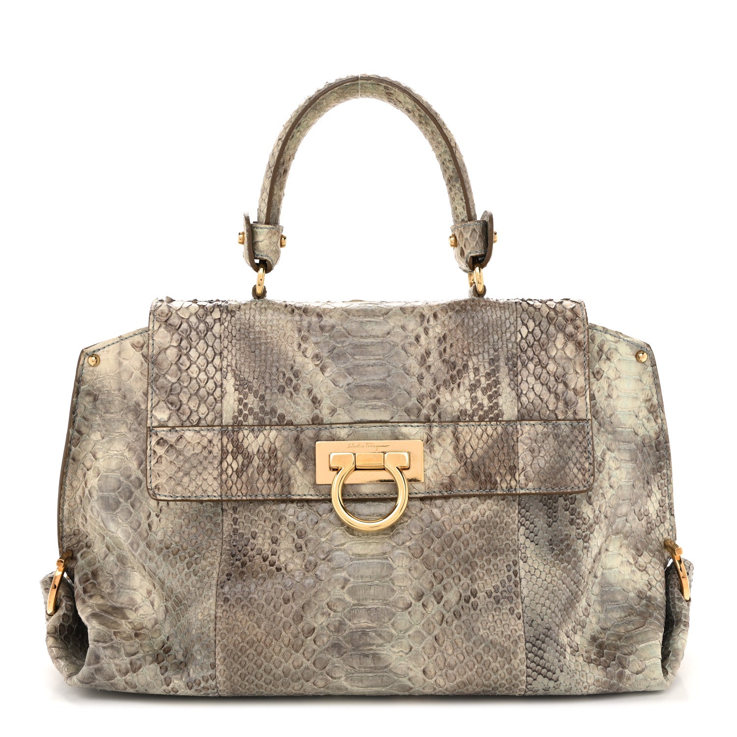 Salvatore Ferragamo Snakeskin Medium Sofia Satchel Grey Multicolor 1 of 13