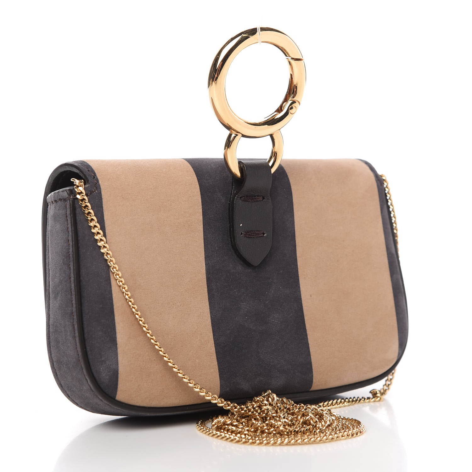 Fendi Nubuck Pequin Nano Baguette Charm Tobacco Moro Ebano 3 of 10