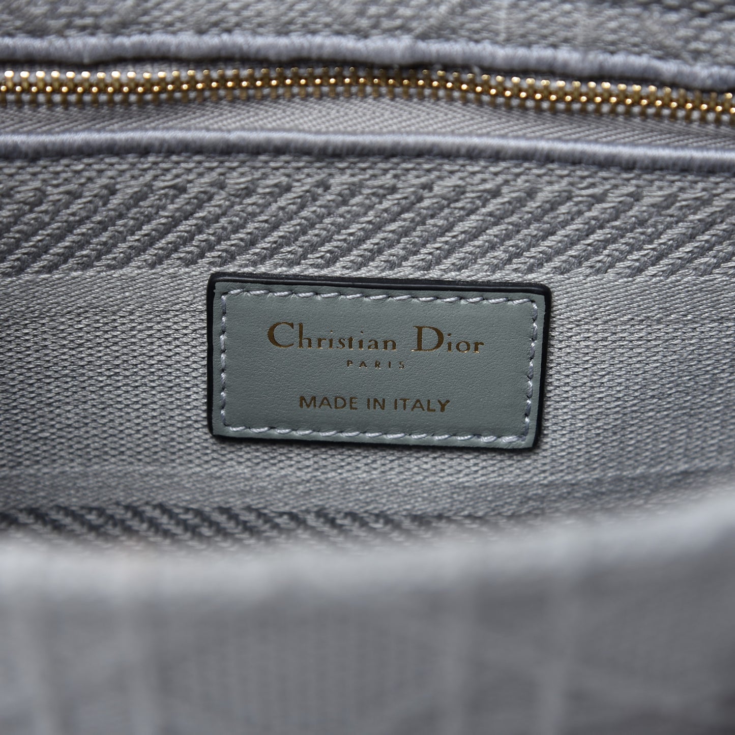 Canvas Embroidered Cannage Medium Lady D-Lite Stone Gray