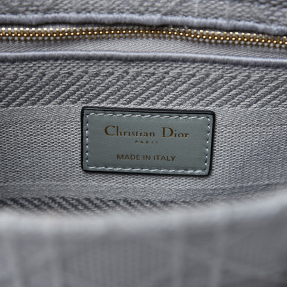 Christian Dior Canvas Embroidered Cannage Medium Lady D-Lite Stone Gray 8 of 10