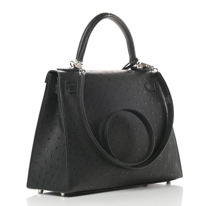 Hermes Ostrich Kelly Sellier 28 Black 3 of 11