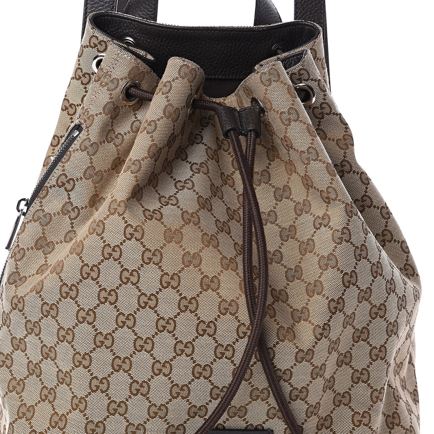 Monogram Dollar Calfskin O Drawstring Backpack Beige Ebony Testa di Moro Dark Chocolate