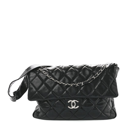 Chanel Glazed Caviar Quilted Stretch Spirit Messenger Bag Black 1 of 11
