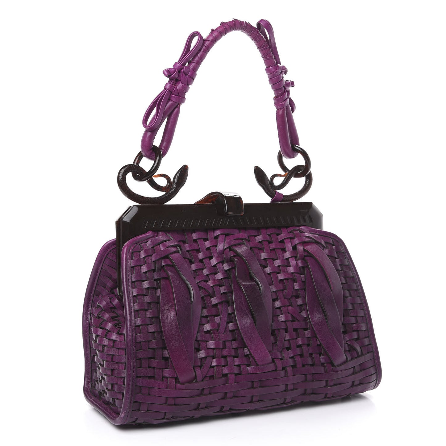 Calfskin Samourai 1947 Intrecciato Frame Bag Fuchsia