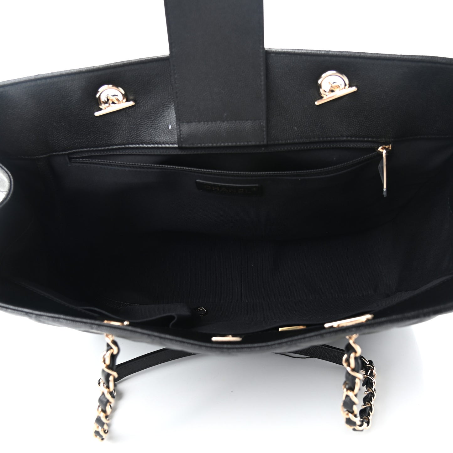 Caviar Quilted Large Shopping Tote Black