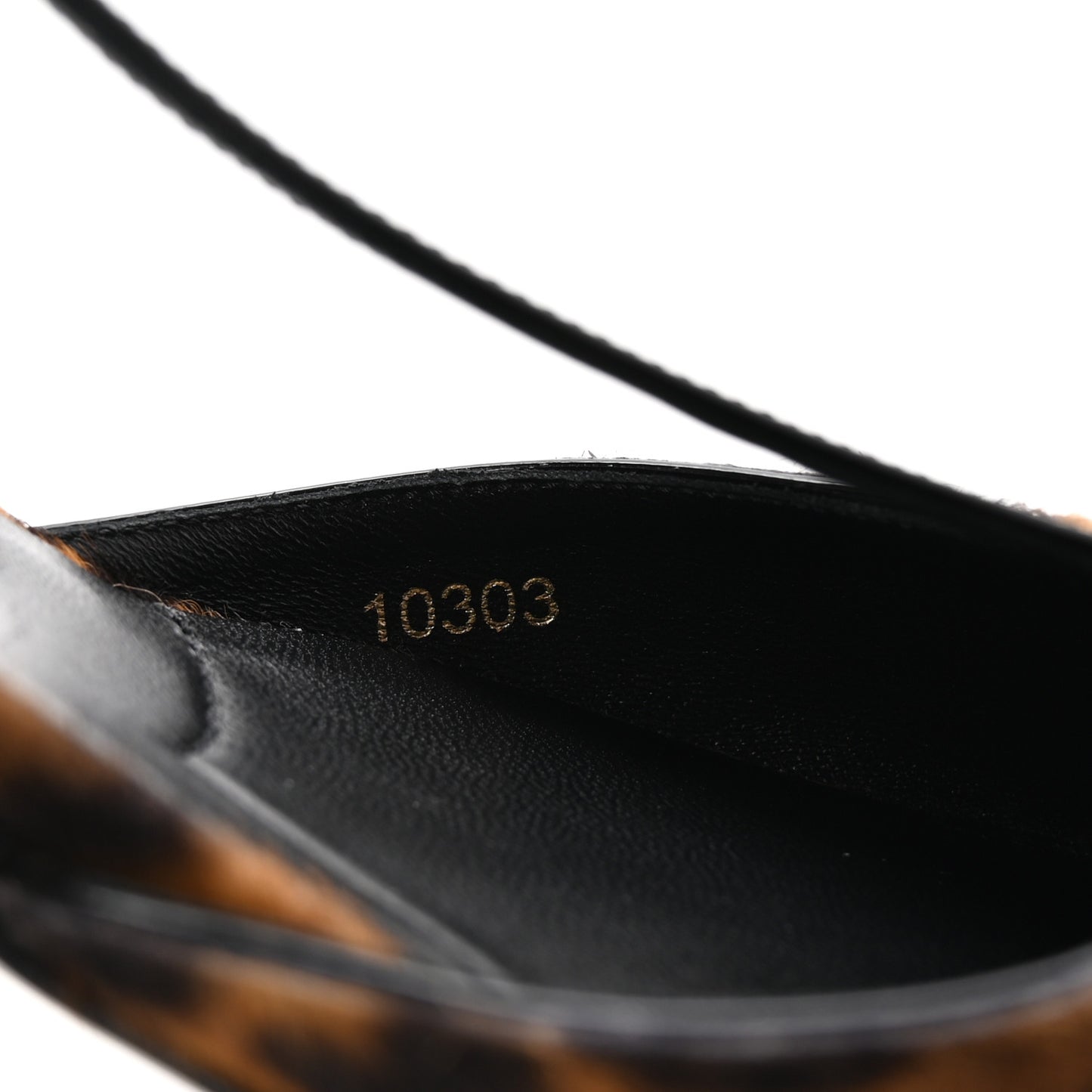 Calf Hair Leopard Print Logo Pointed Toe Slingback 40 Miele
