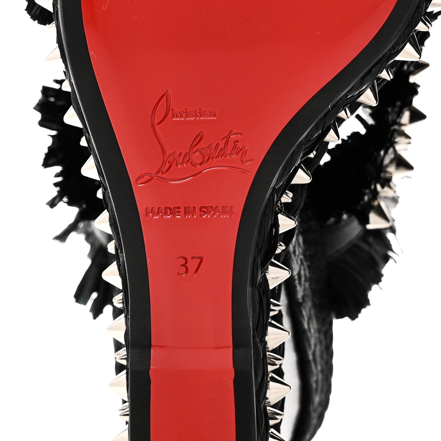 Christian Louboutin Calfskin Raffia Marivodu Sandals 37 Black 8 of 9