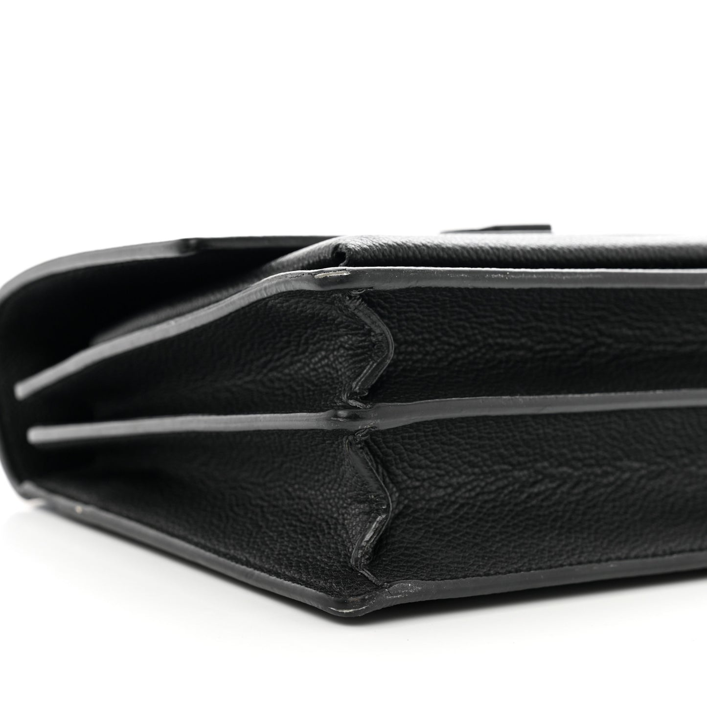 Grained Calfskin Medium Monogram Sunset Satchel Black