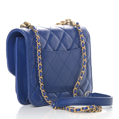 Chanel Calfskin Caviar Quilted Mini Chain Handle Flap Blue 2 of 7