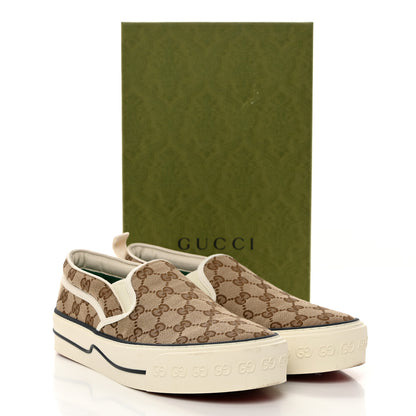 Gucci GG Monogram Womens 1977 Tennis Slip On 30mm Sneakers 40 Beige Ebony Mystic White 8 of 8