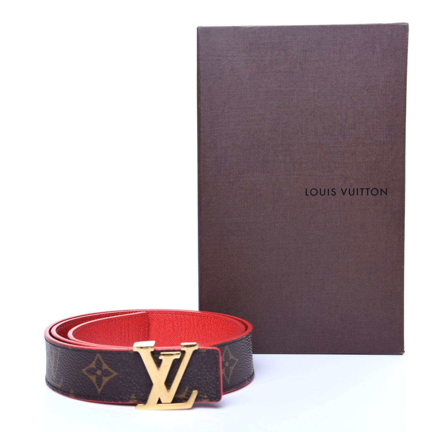Monogram 30mm LV Initiales Reversible Belt 80 32 Coquelicot