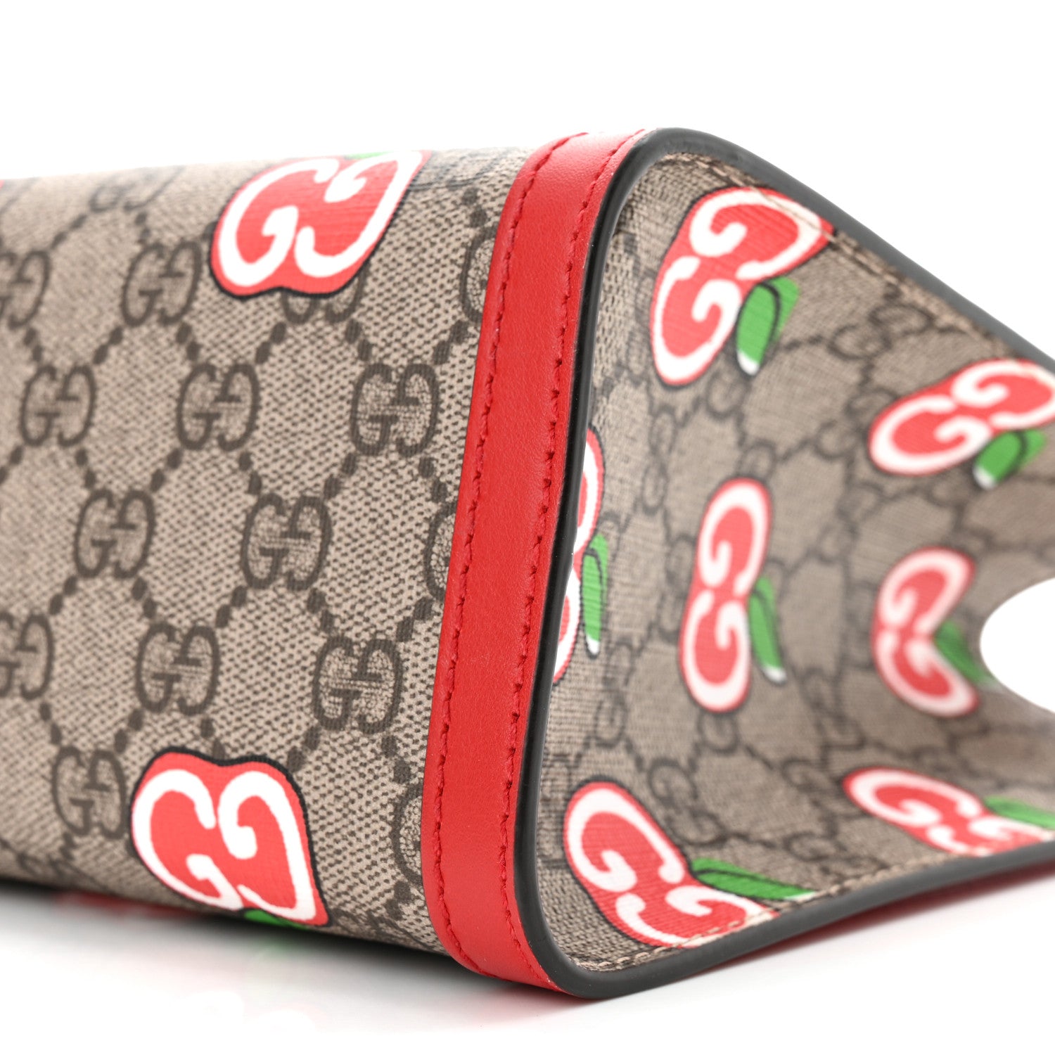 Gucci GG Supreme Monogram Apple Small Padlock Tote Beige Multicolor Lobster Red 10 of 10