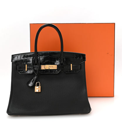 Hermes Togo Shiny Niloticus Crocodile Birkin Touch 30 Black 2 of 10