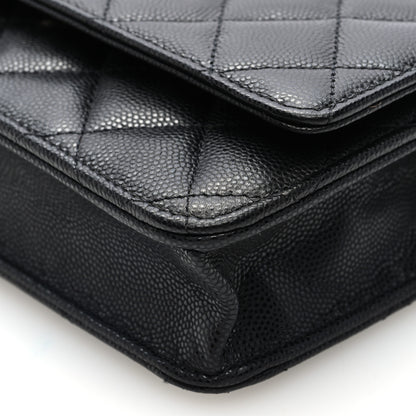 Chanel Caviar Quilted Crystal CC Wallet On Chain WOC Black 10 of 10