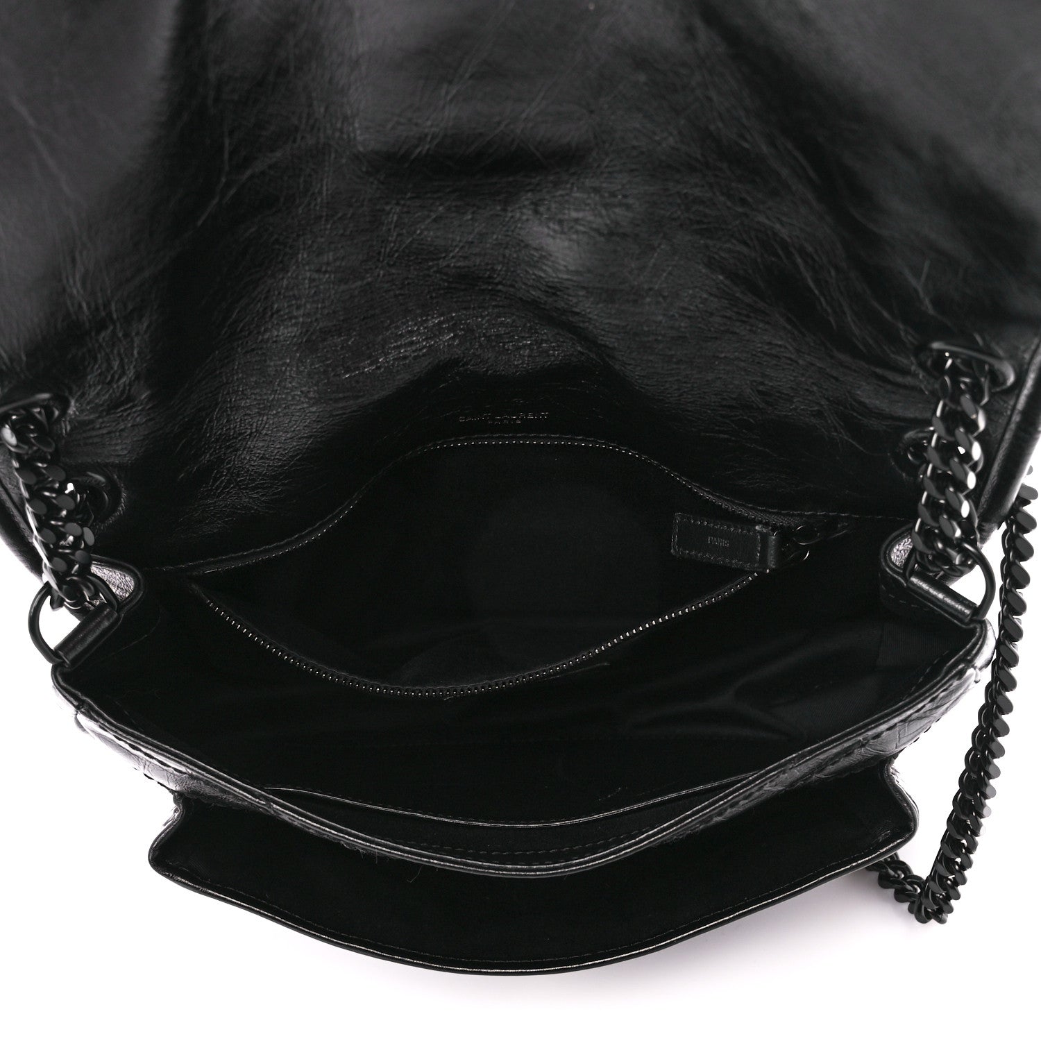 Saint Laurent Crinkled Calfskin Matelasse Monogram Medium Niki Chain Satchel Black 5 of 11