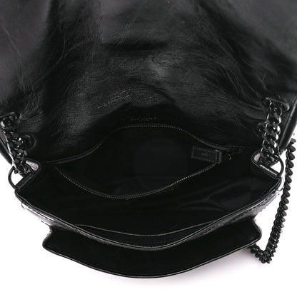 Saint Laurent Crinkled Calfskin Matelasse Monogram Medium Niki Chain Satchel Black 5 of 11