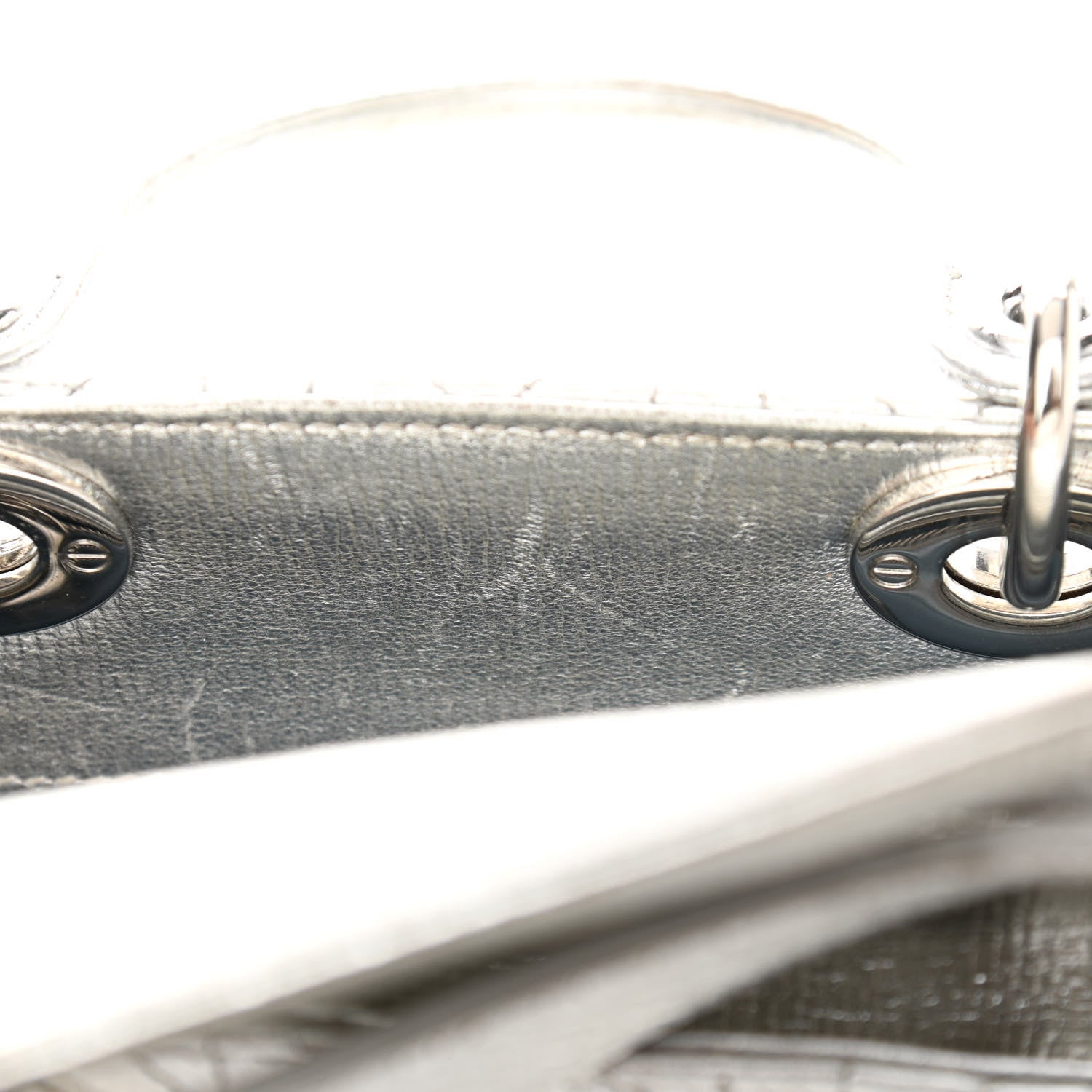 Christian Dior Metallic Grained Calfskin Cannage Small Lucky Badges My Lady Dior Silver 13 of 15