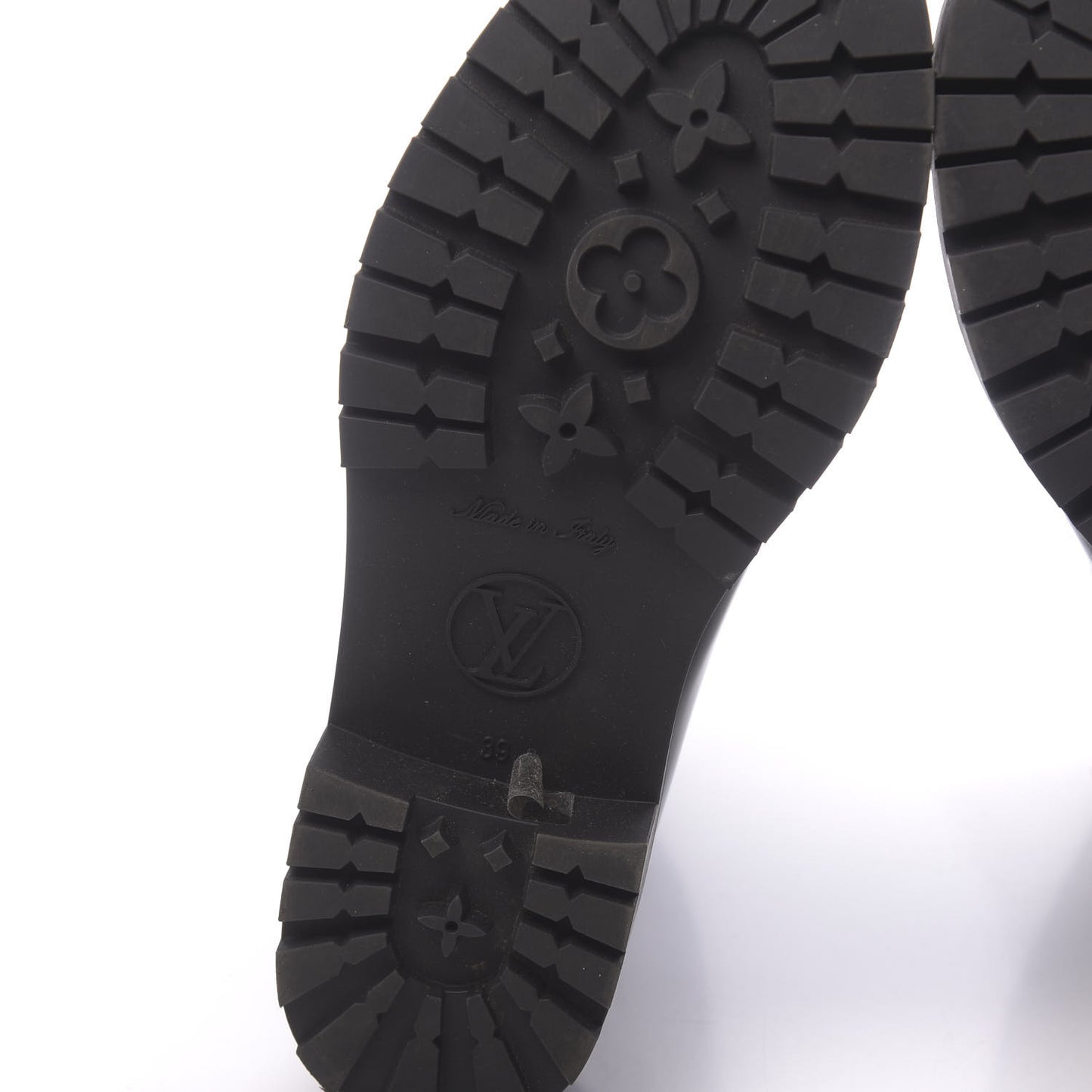 Rubber Embossed Monogram Drops Flat Half Boots 39 Black