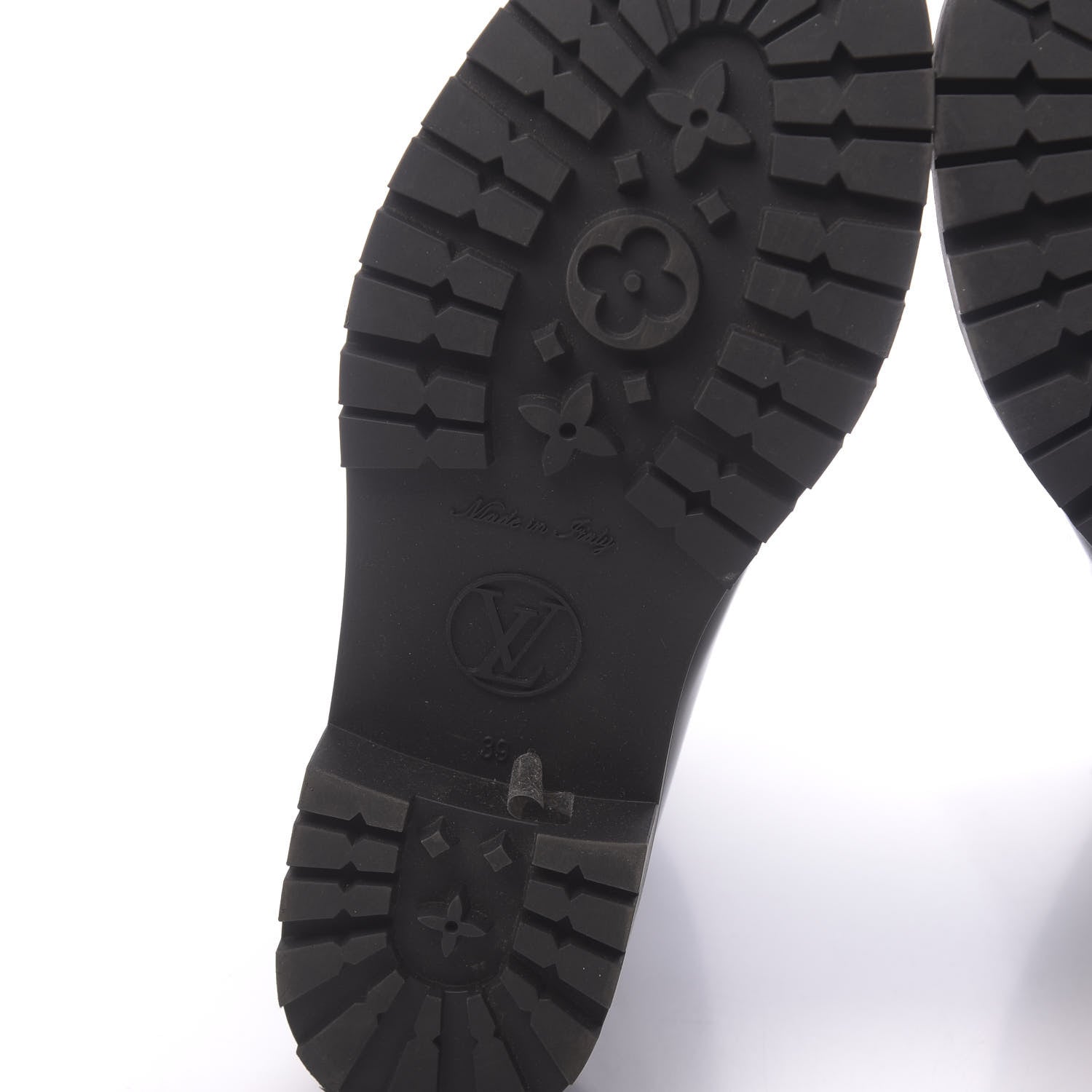 Louis Vuitton Rubber Embossed Monogram Drops Flat Half Boots 39 Black 6 of 7