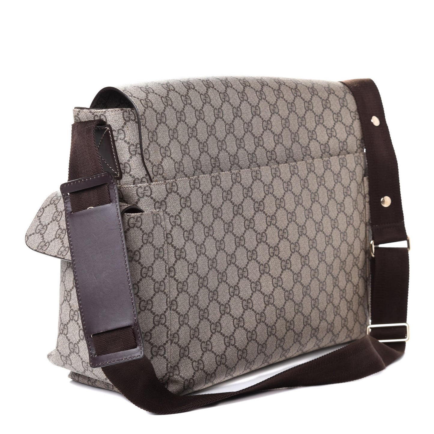 GG Plus Monogram Messenger Diaper Bag Dark Brown