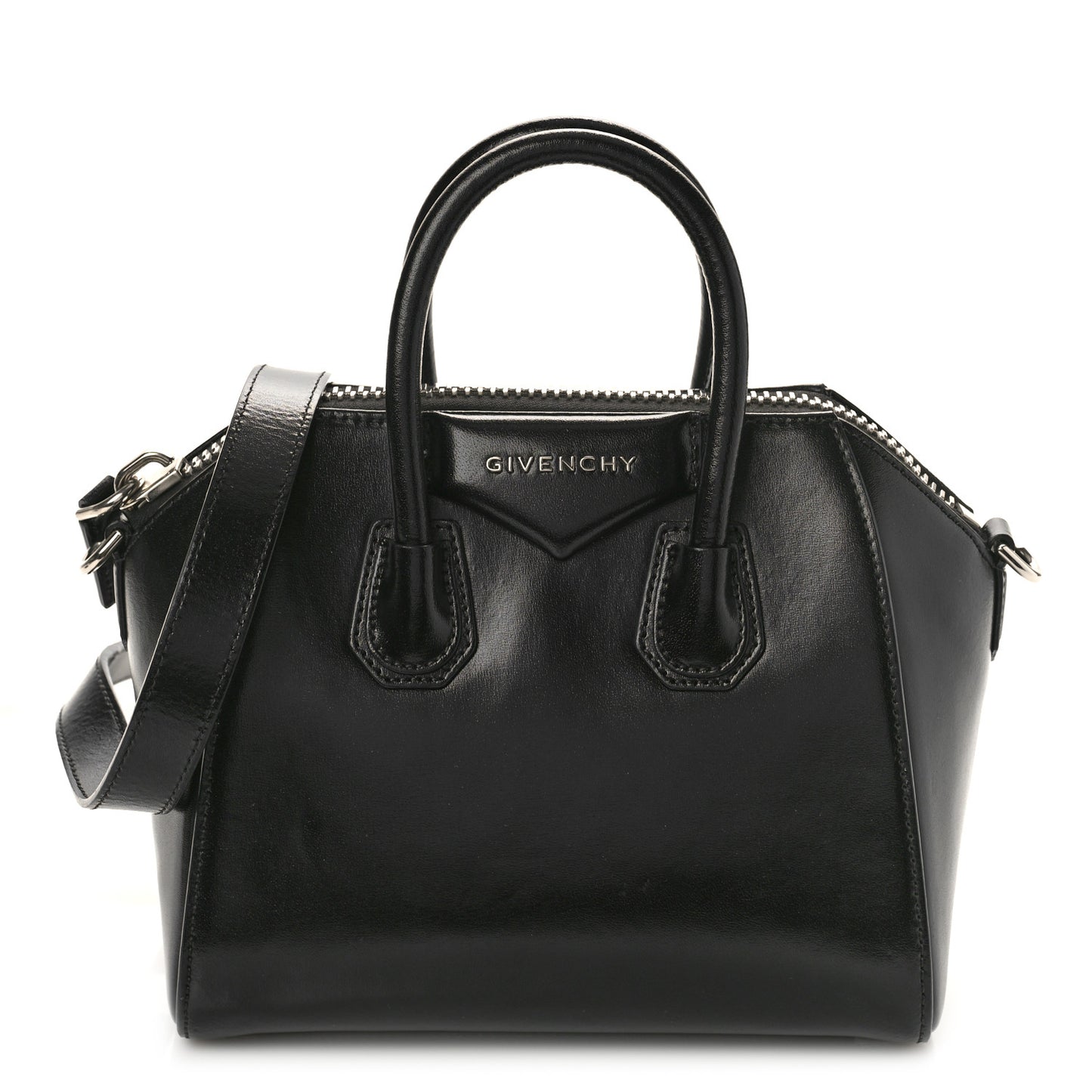 Shiny Lord Calfskin Mini Antigona Black