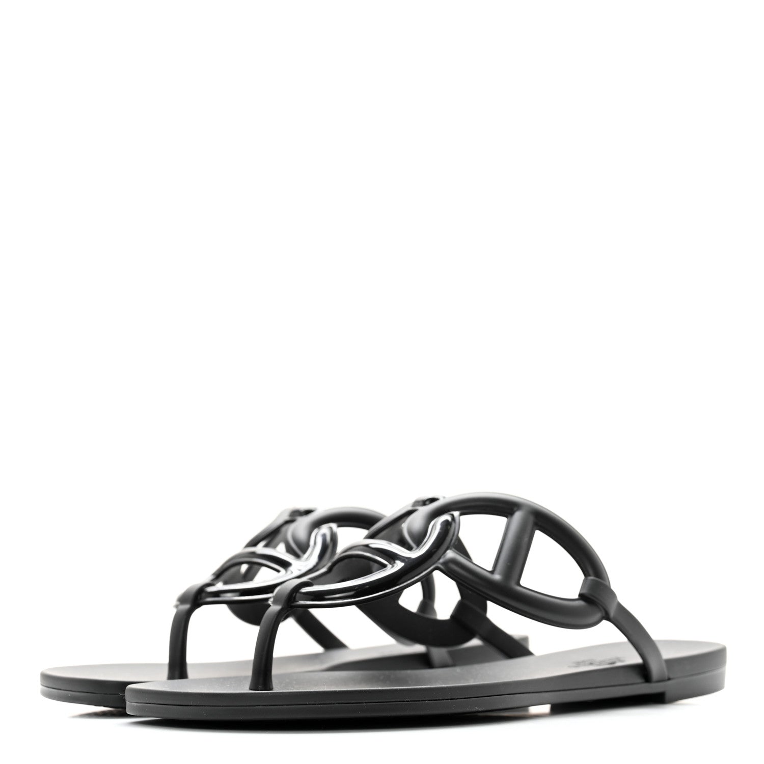 Hermes Rubber Womens Egerie Sandals 36 Black 3 of 8