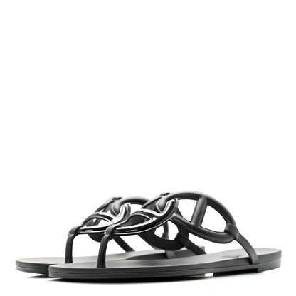 Hermes Rubber Womens Egerie Sandals 36 Black 3 of 8