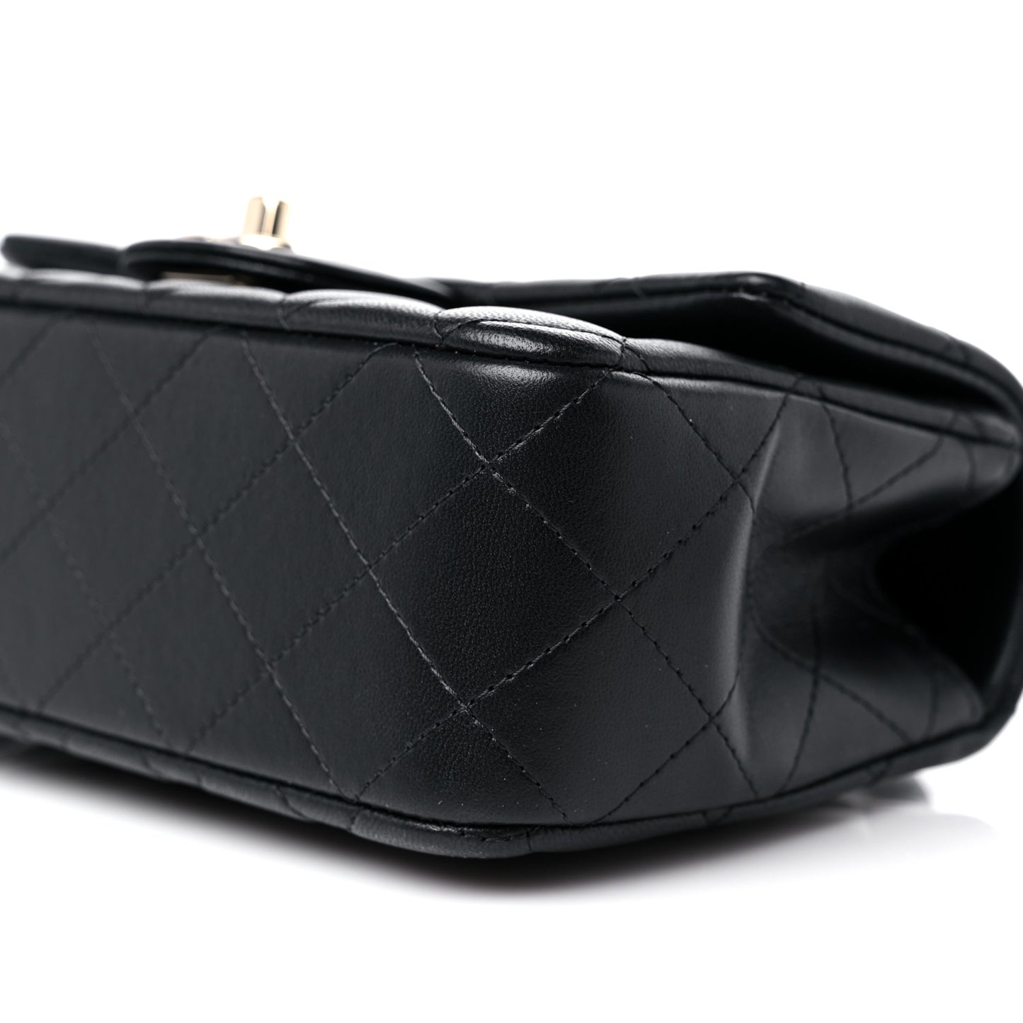 Lambskin Quilted Mini Top Handle Rectangular Flap Black