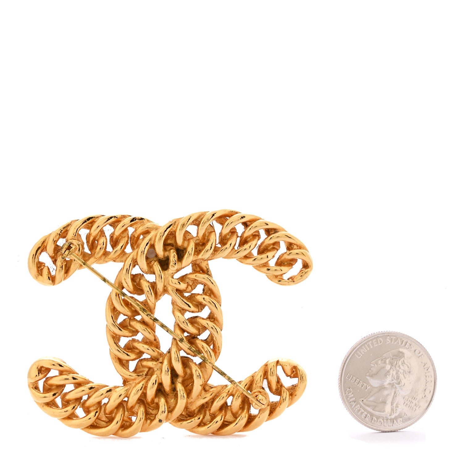 Chanel Metal Chain CC Brooch Gold 2 of 3