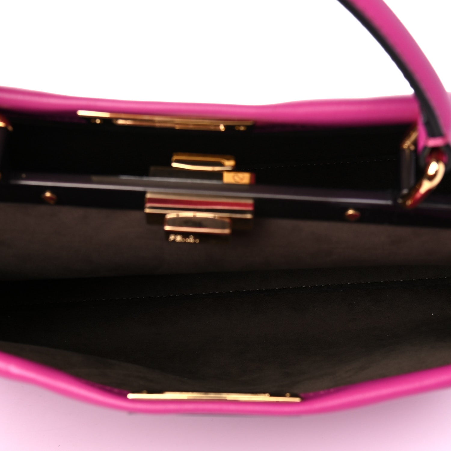 Fendi Vitello Seta Medium Peekaboo Iconic Satchel Magenta 6 of 16